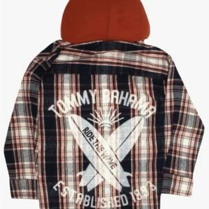 Tommy Bahama Red and Blue Button Down flannel Shirt size 14/16 boys